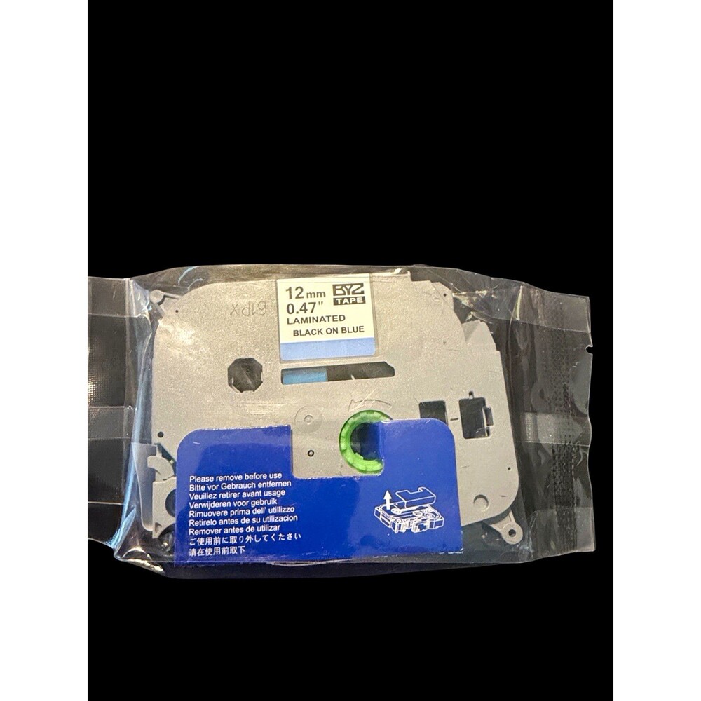 BYZ TZc-531 12mm (0.47in) Black on Blue Thermal Label Tape Cartridge